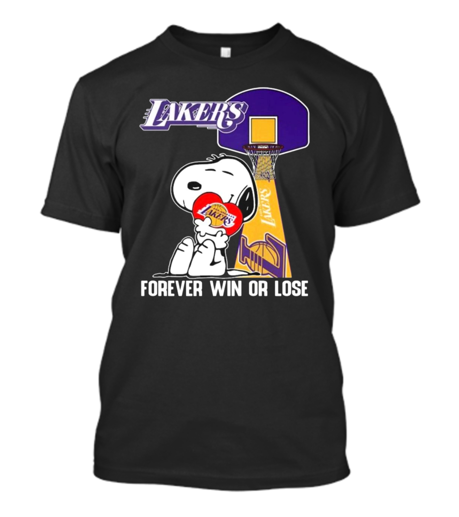 Lakers Forever Win Or Lose Snoopy Basketball Heart T-Shirt