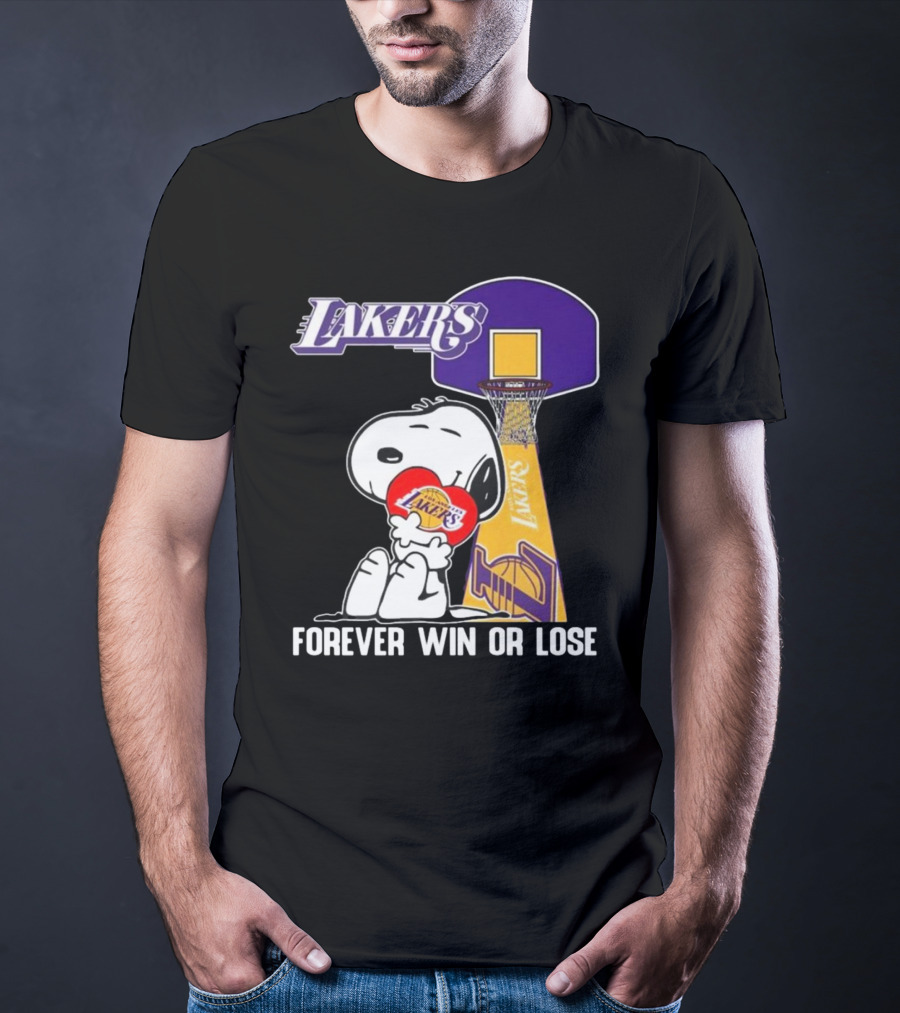 Lakers Forever Win Or Lose Snoopy Basketball Heart T-Shirt