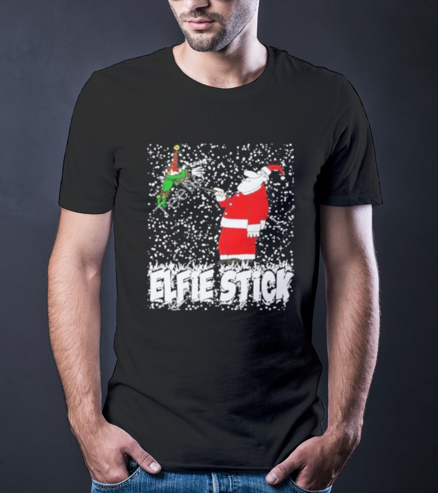Elfie Stick Santa Christmas Humor T-Shirt