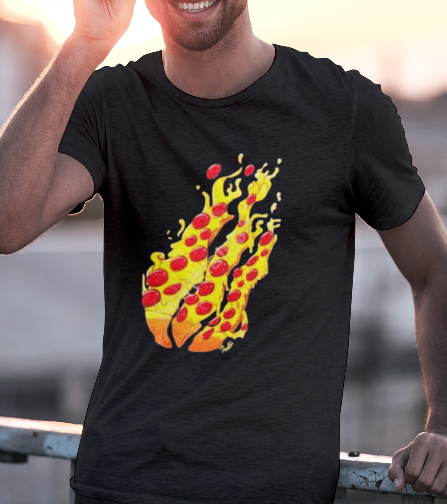Preston Stylez Fire Pizza Flaming Pepperoni Blaze T-Shirt