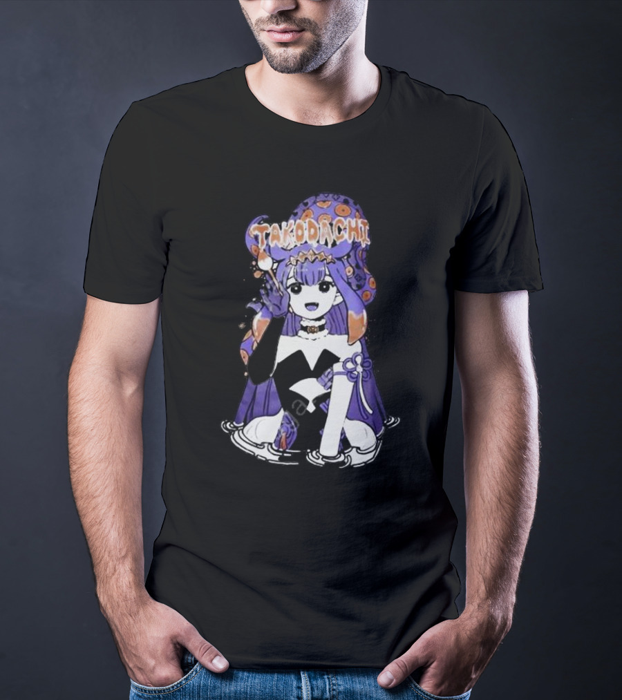 Takodachi Anime-Inspired Character With Purple And Orange Accents T-Shirt