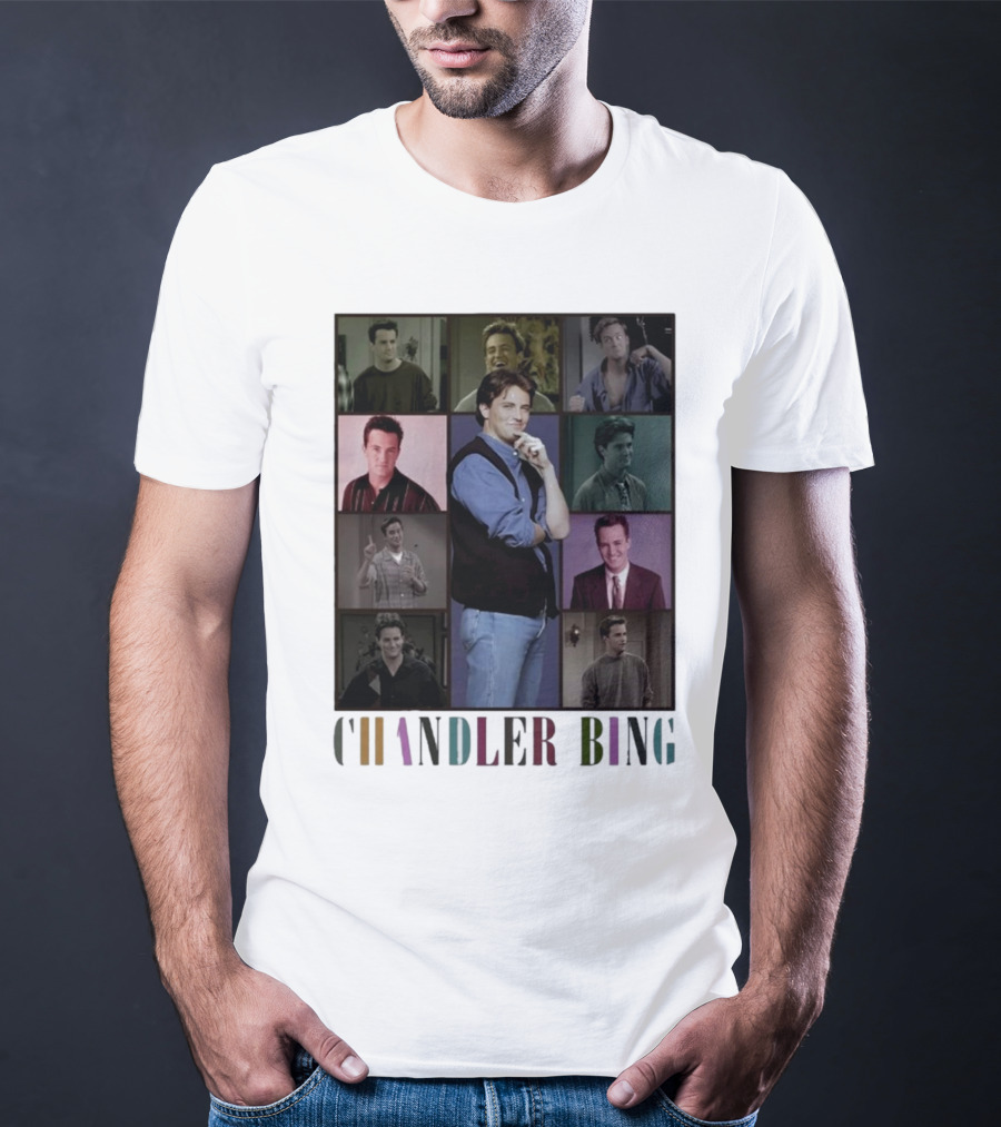 Retro Chandler Bing 90s Sweater Matthew Perry Collage T-Shirt
