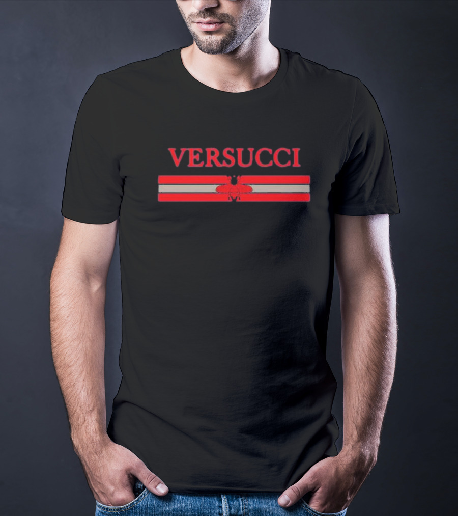 VERSUCCI Red Insect Stripe T-Shirt