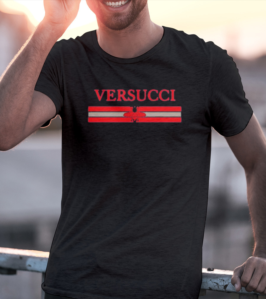 VERSUCCI Red Insect Stripe T-Shirt