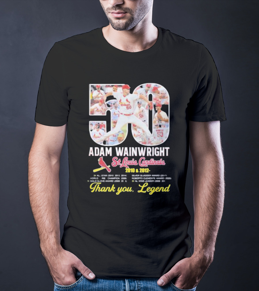 Adam Wainwright St Louis Cardinals 2010 2012 50 Thank You Legend T-Shirt