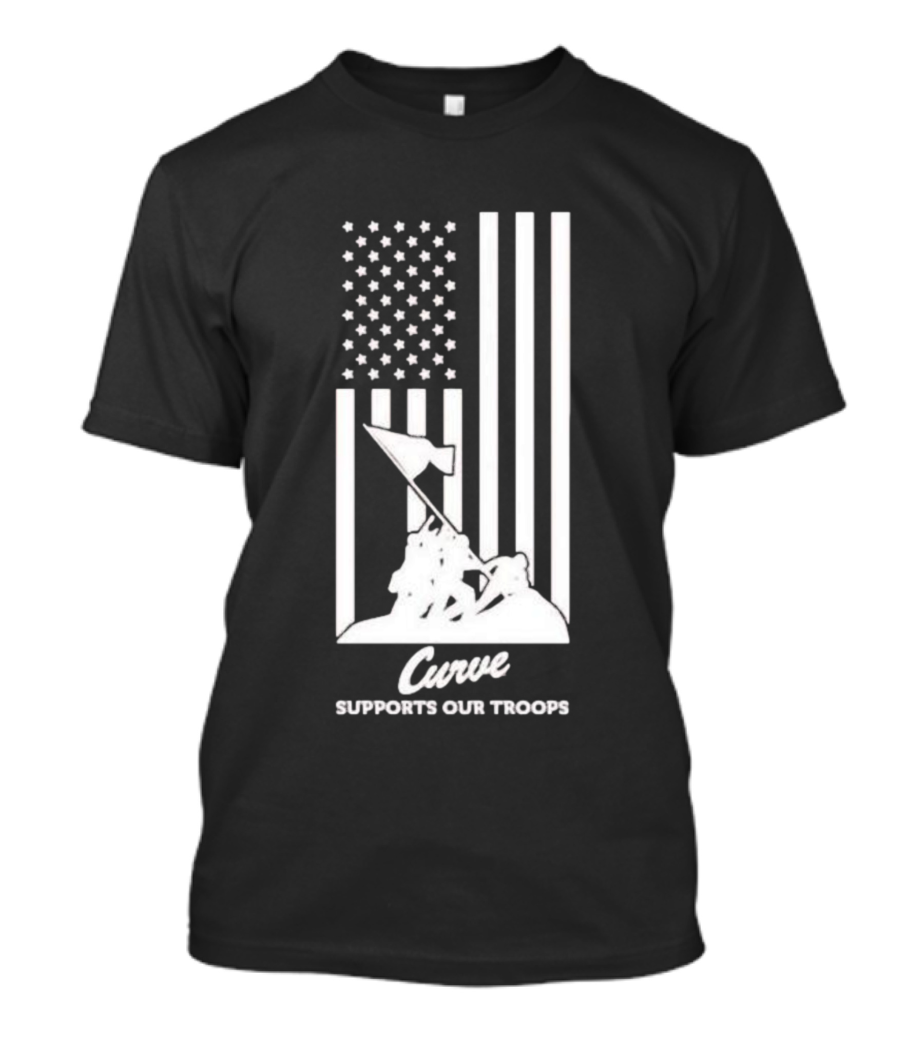 Curve Supports Our Troops Flag Raising T-Shirt