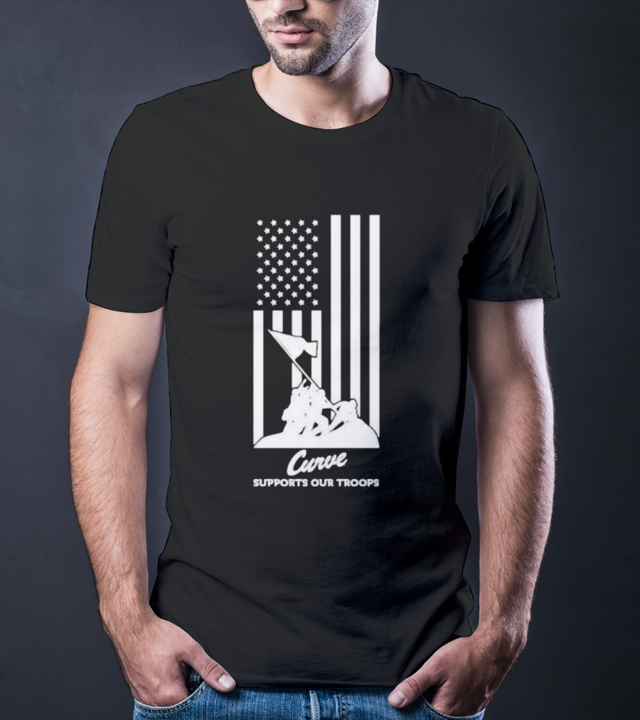 Curve Supports Our Troops Flag Raising T-Shirt