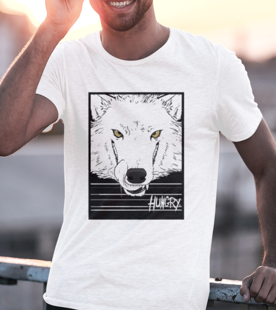 Sloshdog Hungry Wolf Face Yellow Eyes T-Shirt