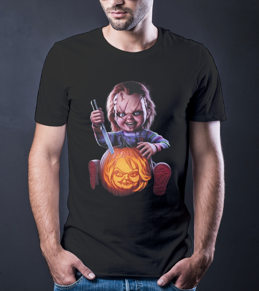 Chucky Creepy Carver Halloween Pumpkin Knife T-Shirt