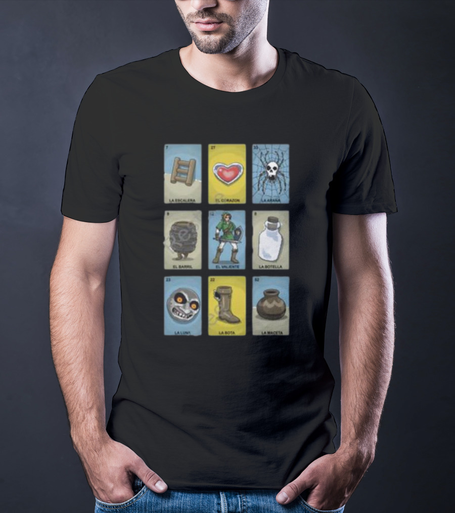 Clay Graham Art Loz Loteria La Escalera El Corazon La Araña El Barril El Valiente La Botella La Luna La Bota La Maceta T-Shirt