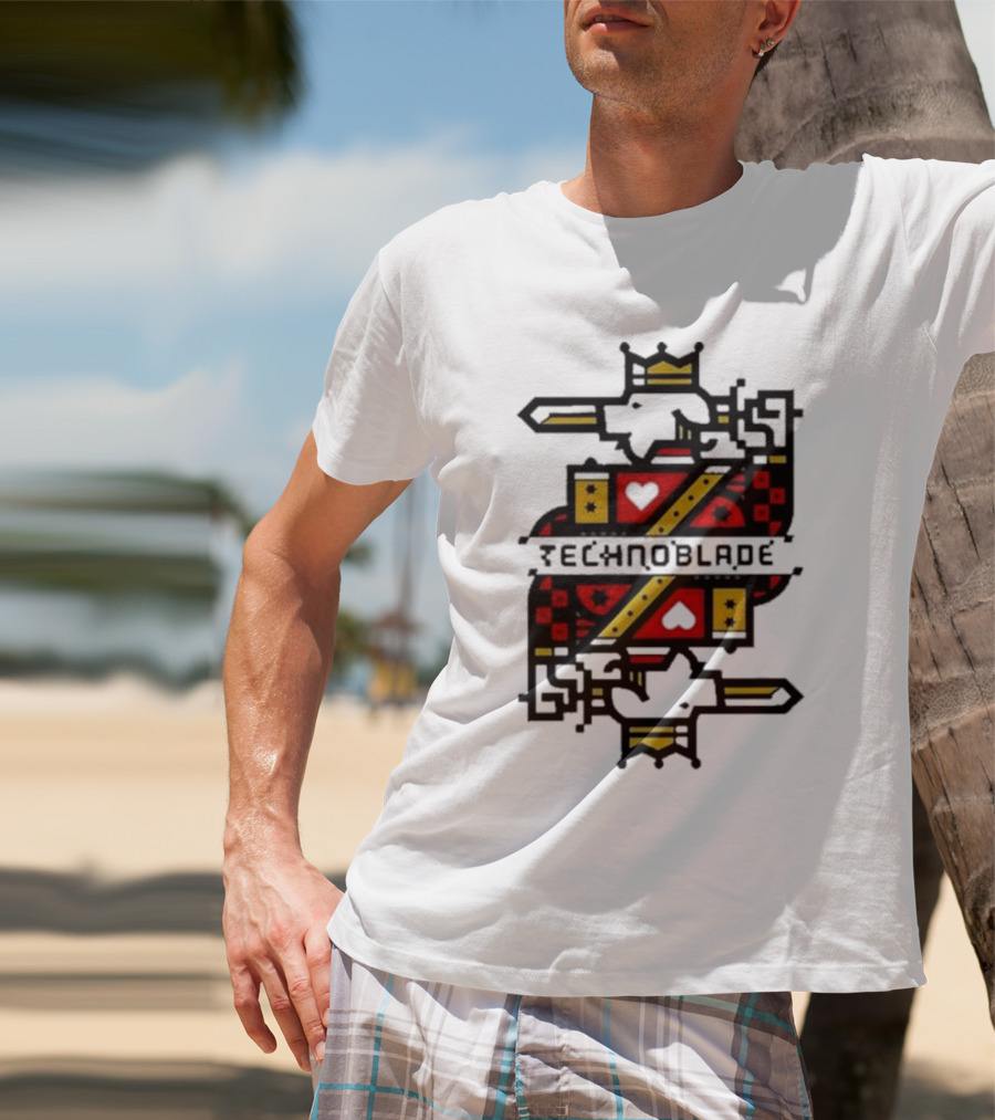 Technoblade Crowned Warrior Card Heart Sword T-Shirt
