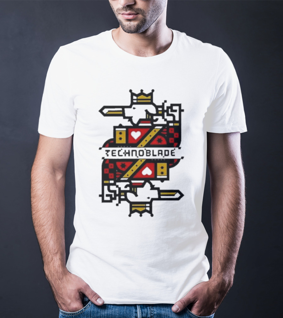 Technoblade Crowned Warrior Card Heart Sword T-Shirt