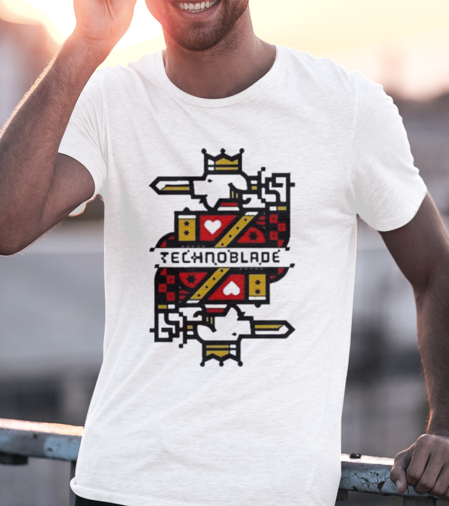Technoblade Crowned Warrior Card Heart Sword T-Shirt