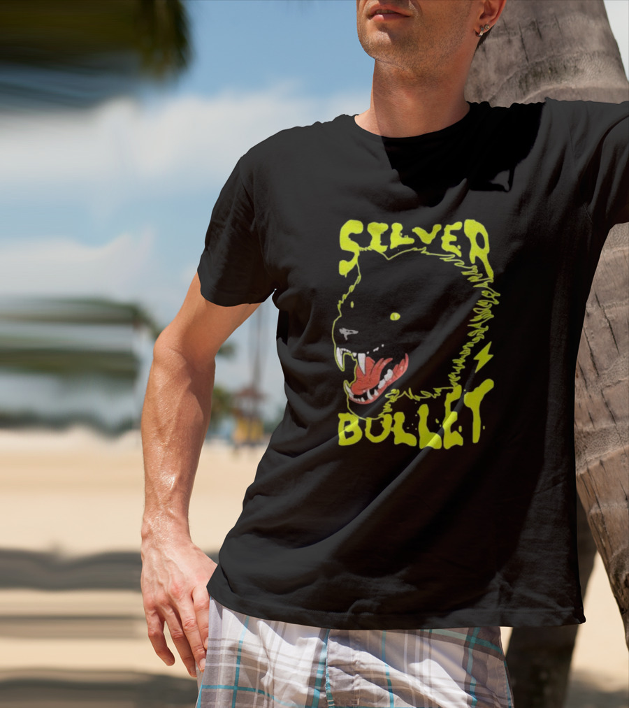 Silver Bullet Werewolf Face Neon T-Shirt