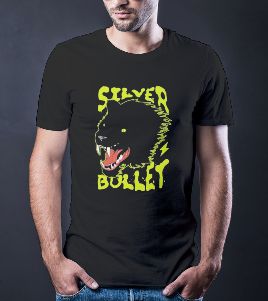 Silver Bullet Werewolf Face Neon T-Shirt