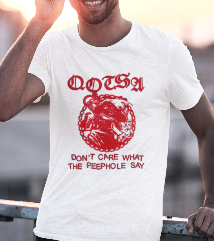QOTSA Don't Care What The Peephole Say Red Skull T-Shirt