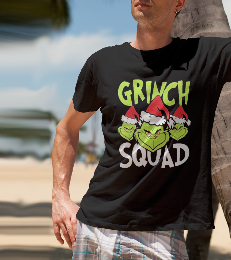 Grinch Squad Christmas Santa Hat Trio T-Shirt