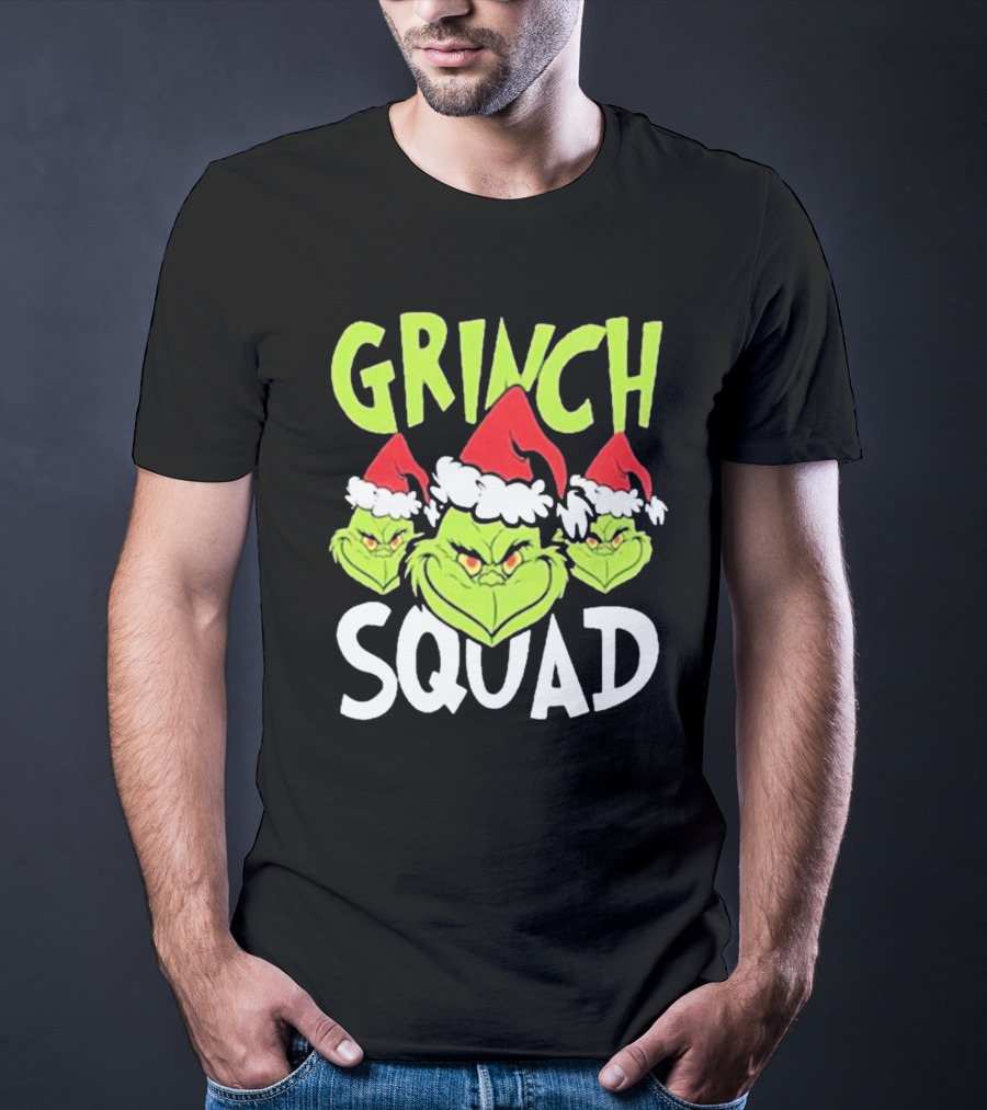 Grinch Squad Christmas Santa Hat Trio T-Shirt