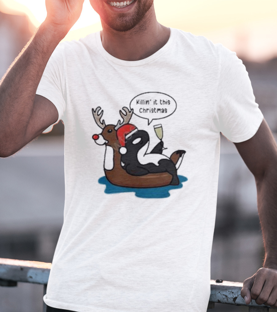 Killin' It This Christmas Dolphin Orca Reindeer T-Shirt