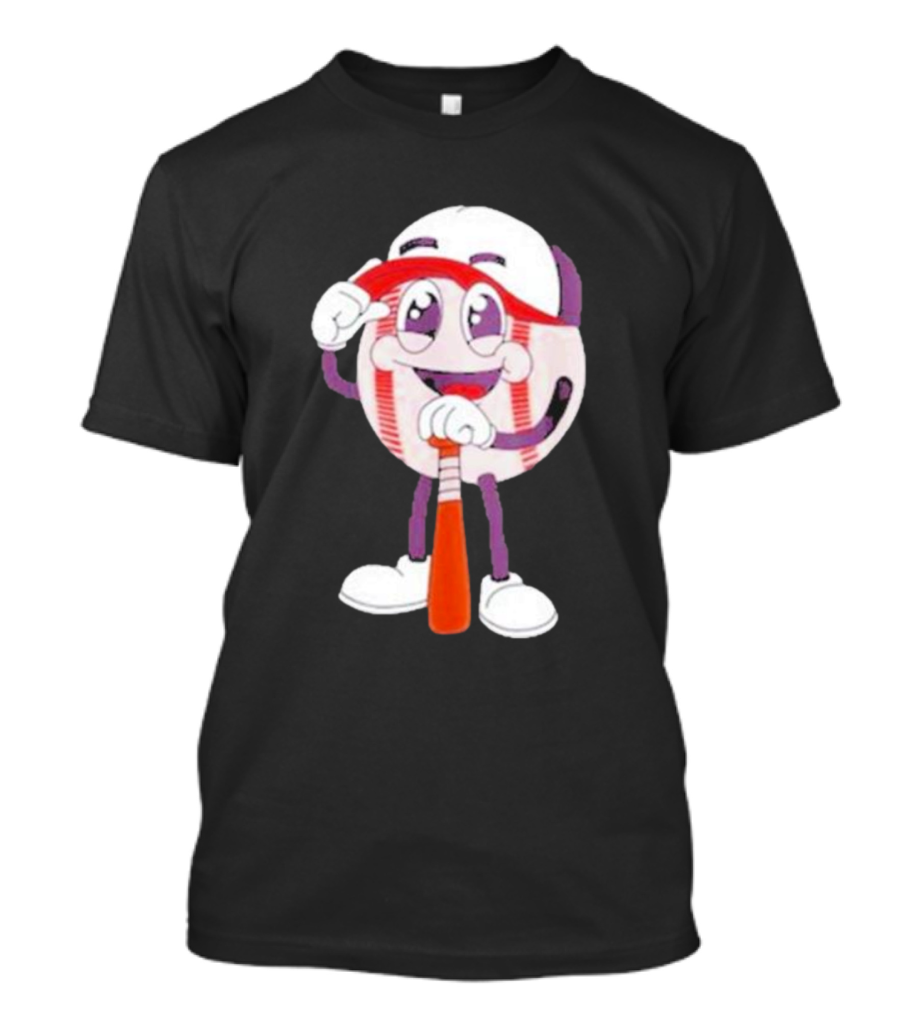 Smiling Baseball Mascot With Bat And Cap T-Shirt