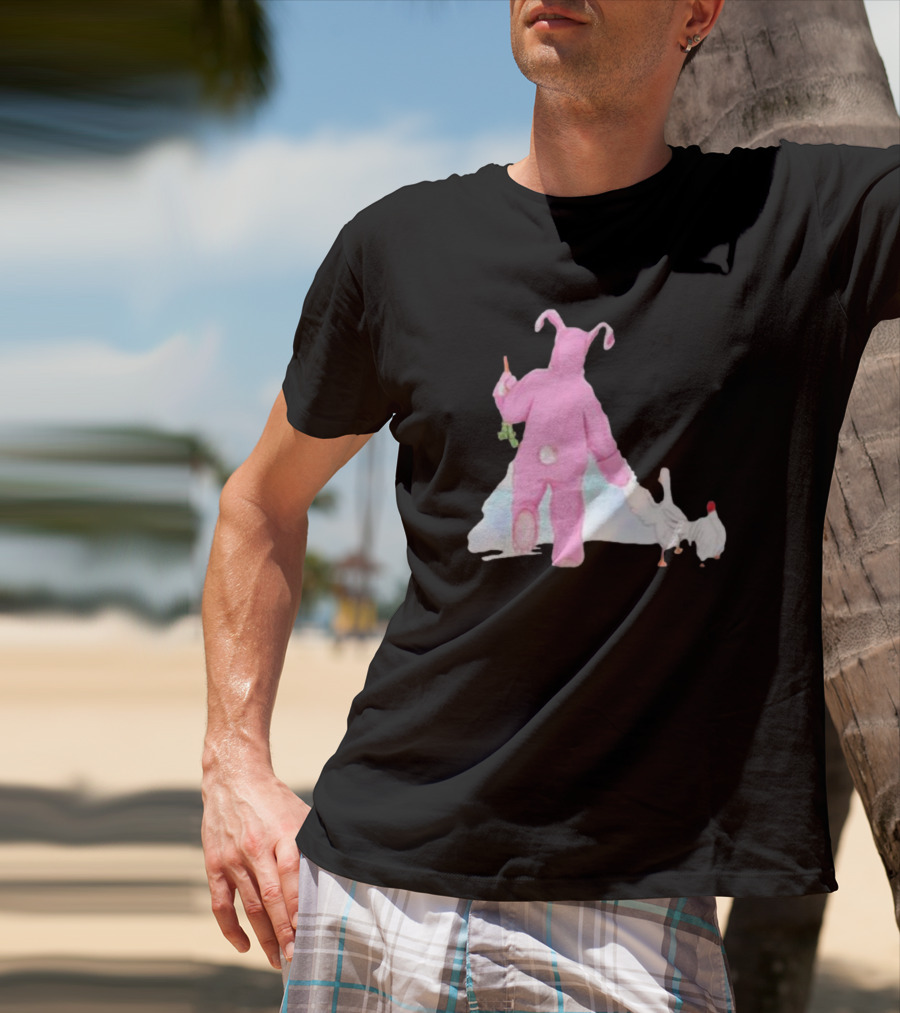 Matthew Perry Pink Bunny Holding Chicken T-Shirt