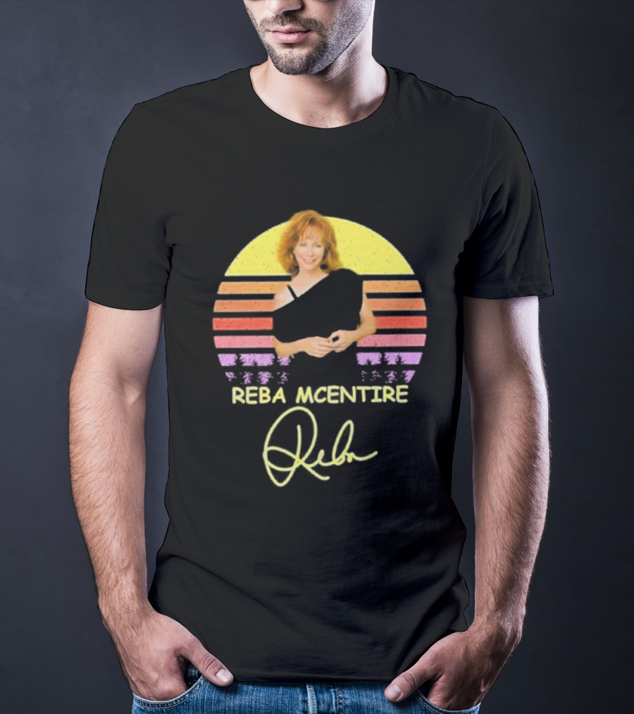 Reba McEntire Vintage Smile Signature Retro Sunset Image T-Shirt