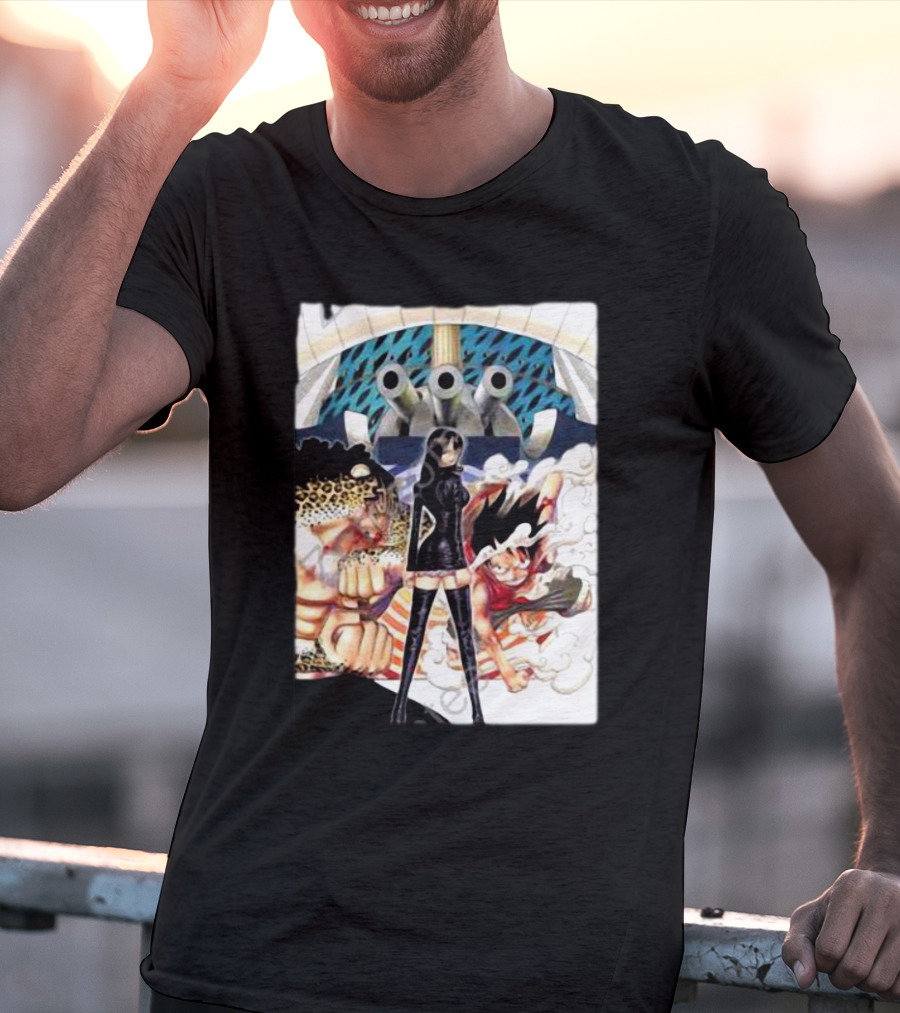 Geo Aw Enies Lobby Arc Animes Luffy Robin Lucci Cannon T-Shirt