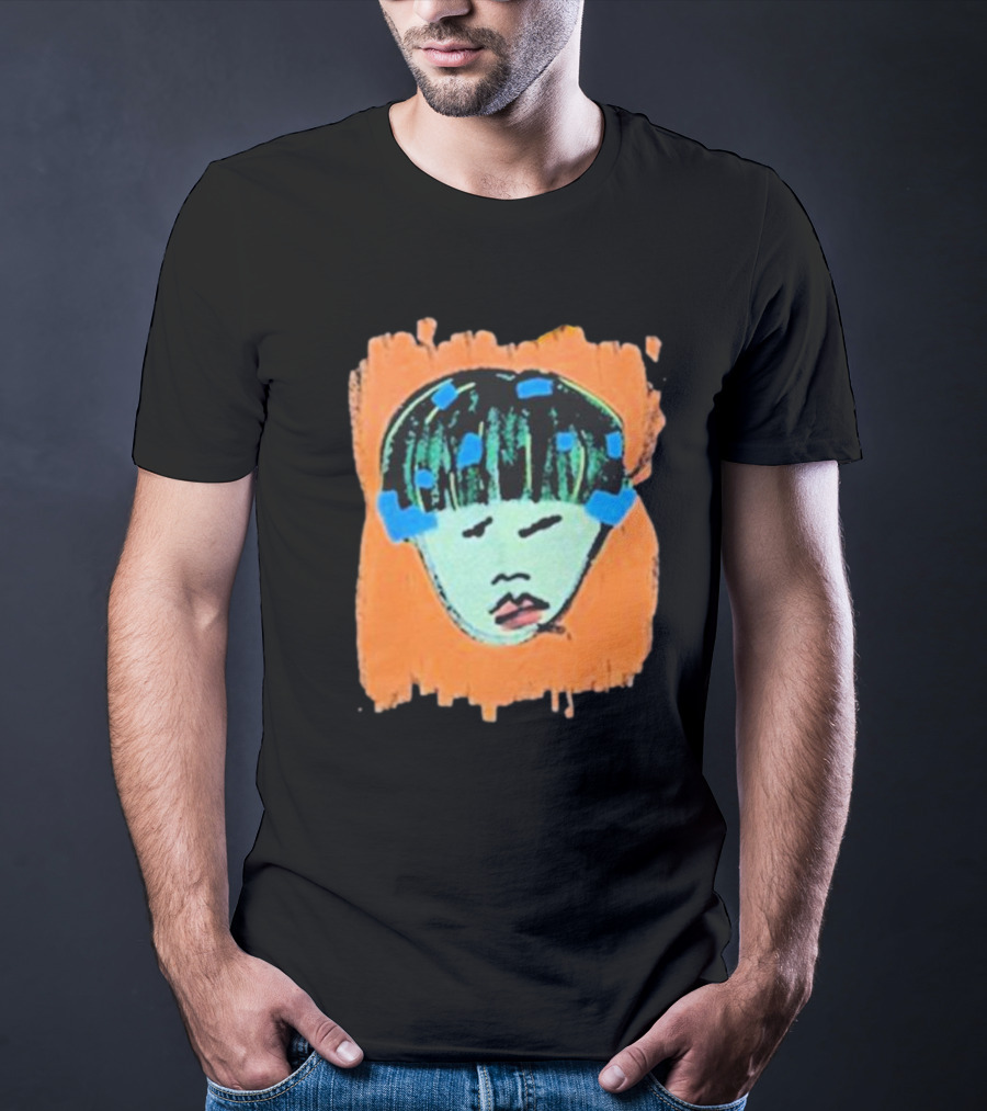 Ryan Harper Gray Iconic Abstract Portrait On Vibrant Orange Background T-Shirt