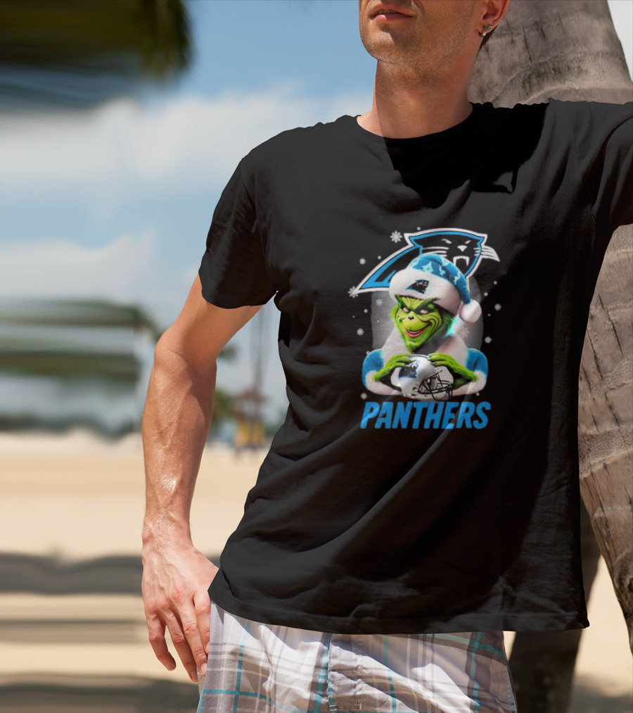 Santa Grinch Carolina Panthers Merry Christmas T-Shirt