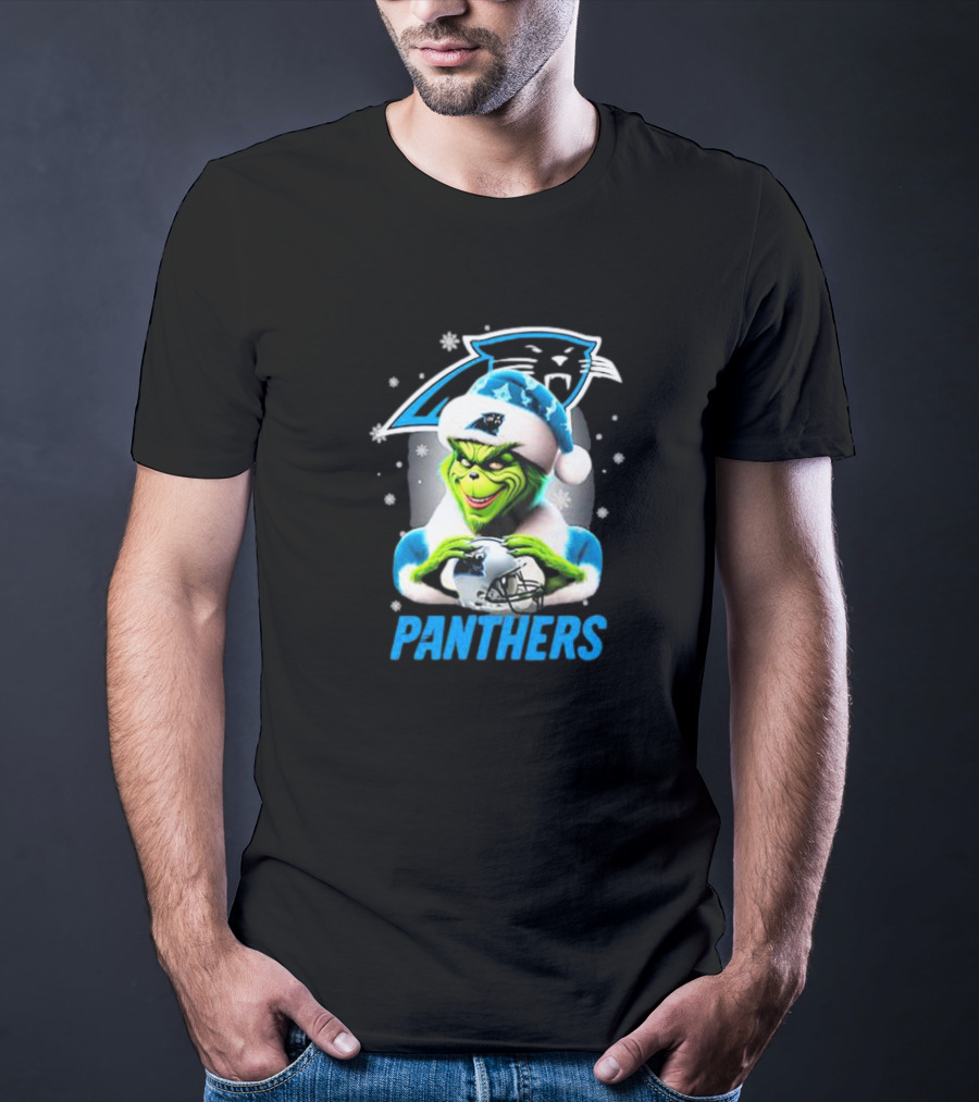 Santa Grinch Carolina Panthers Merry Christmas T-Shirt
