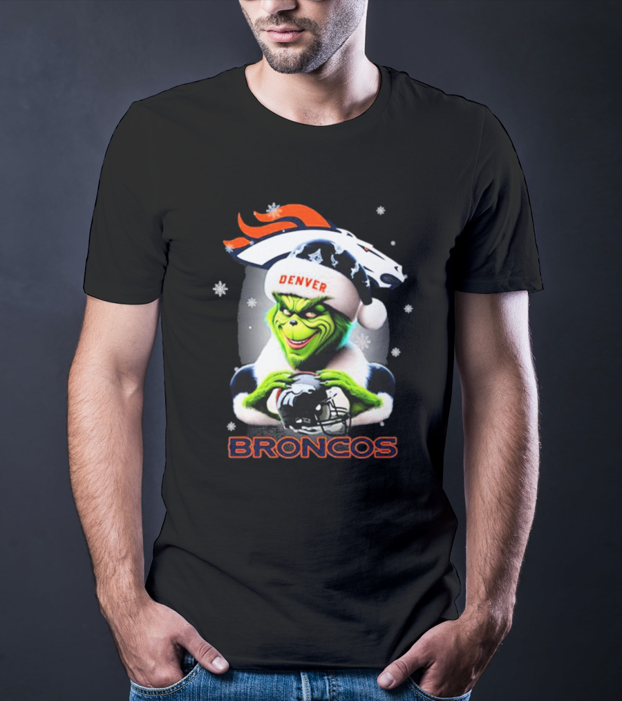 Santa Grinch Merry Christmas Denver Broncos Love T-Shirt
