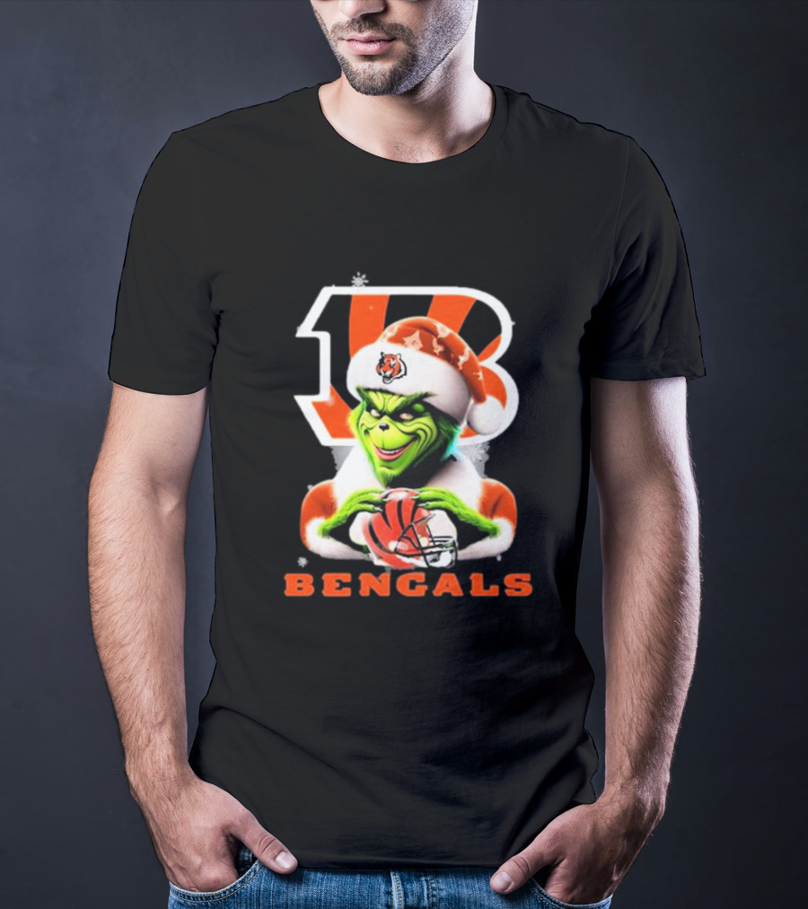 Santa Grinch Cincinnati Bengals Christmas Football T-Shirt