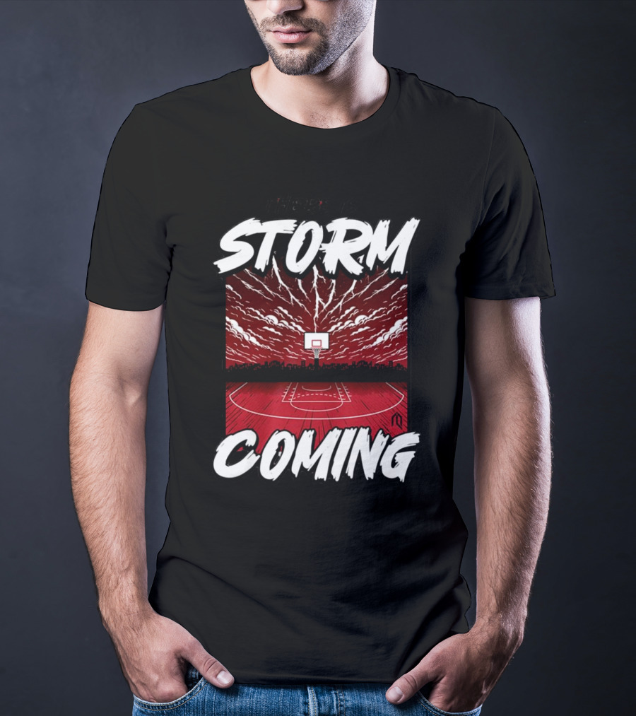 Athletelogos There Is A Storm Coming Basketball Court Thunderous Sky T-Shirt