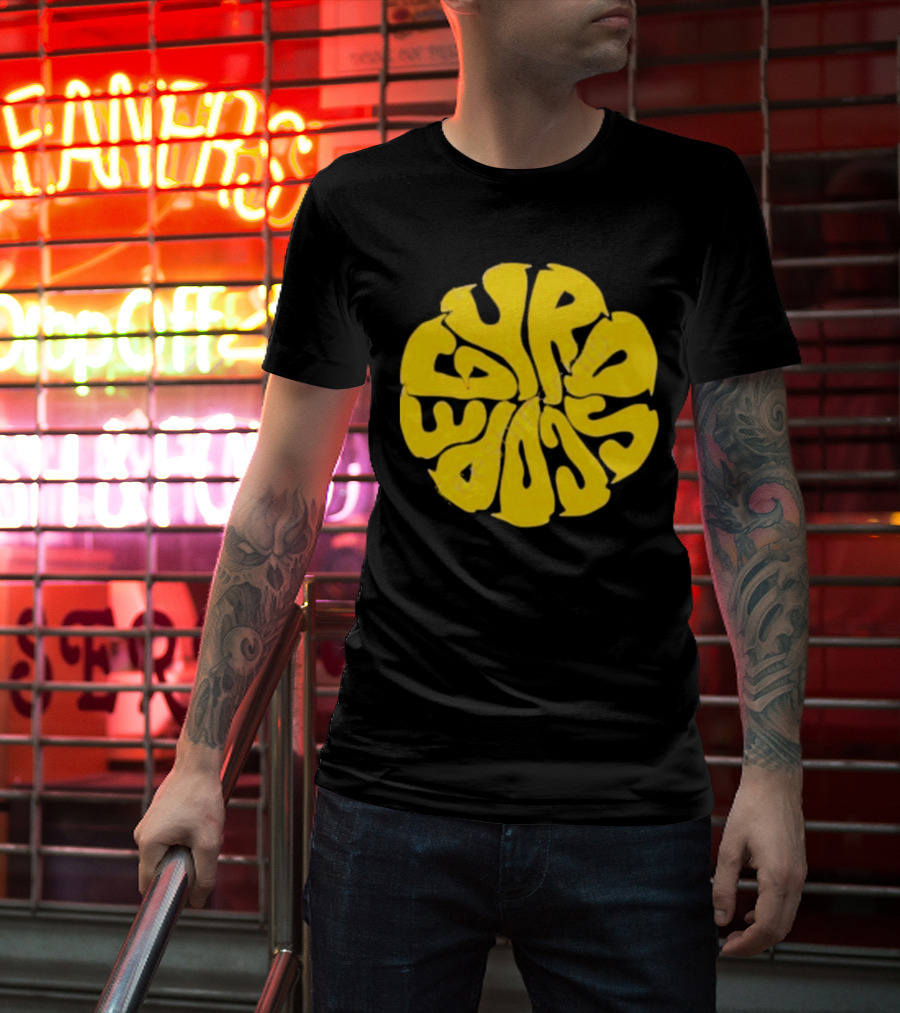 Gyroscope Liquid Logo Yellow Circular Text T-Shirt