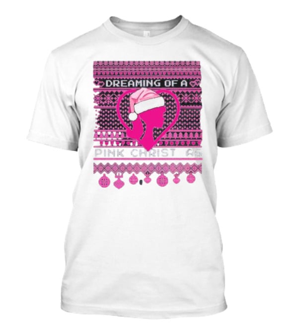 Dreaming Of A Pink Christmas Ugly Silhouette Santa Hat Ornaments T-Shirt
