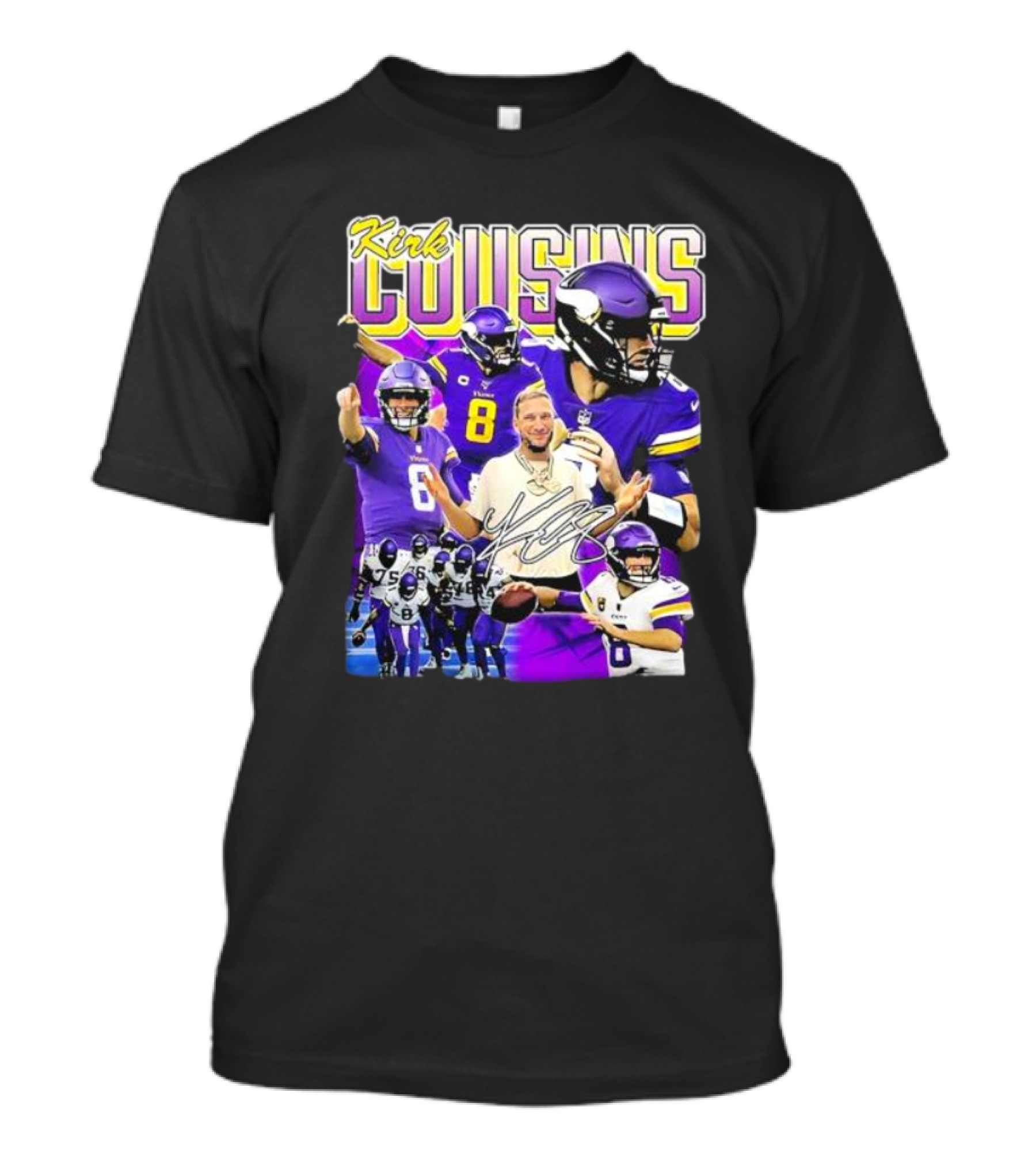 Kirk Cousins Minnesota Vikings Quarterback Number 8 Football Collage T-Shirt