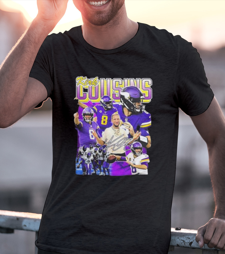 Kirk Cousins Minnesota Vikings Quarterback Number 8 Football Collage T-Shirt