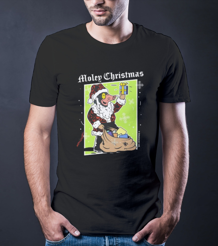 Moley Christmas Santa Mouse Holiday Present T-Shirt