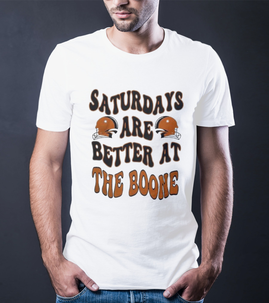 Oklahoma State Cowboys Saturdays Are Better At The Boone With Football Helmets T-Shirt