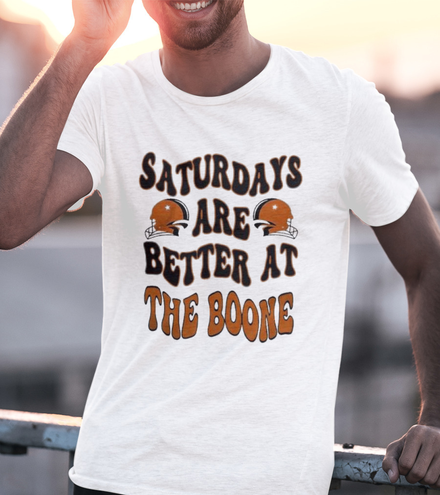 Oklahoma State Cowboys Saturdays Are Better At The Boone With Football Helmets T-Shirt