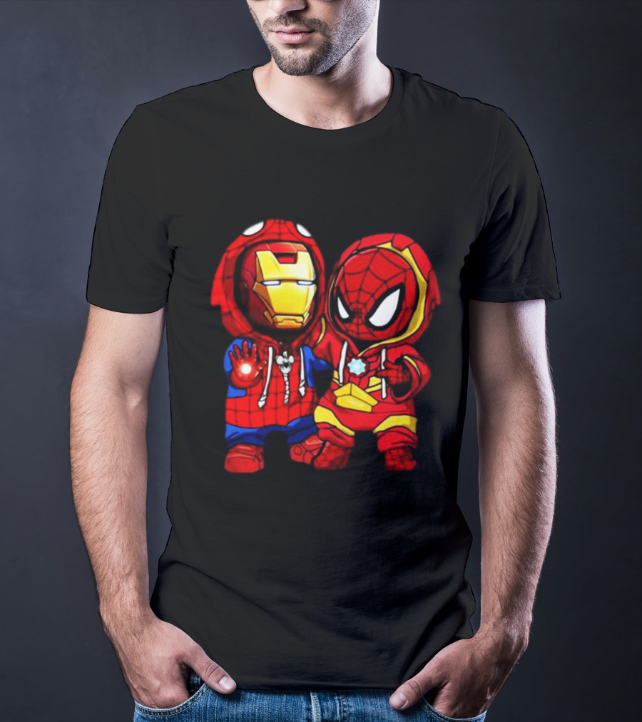 Baby Iron Man And Baby Spiderman Heroes Duo T-Shirt