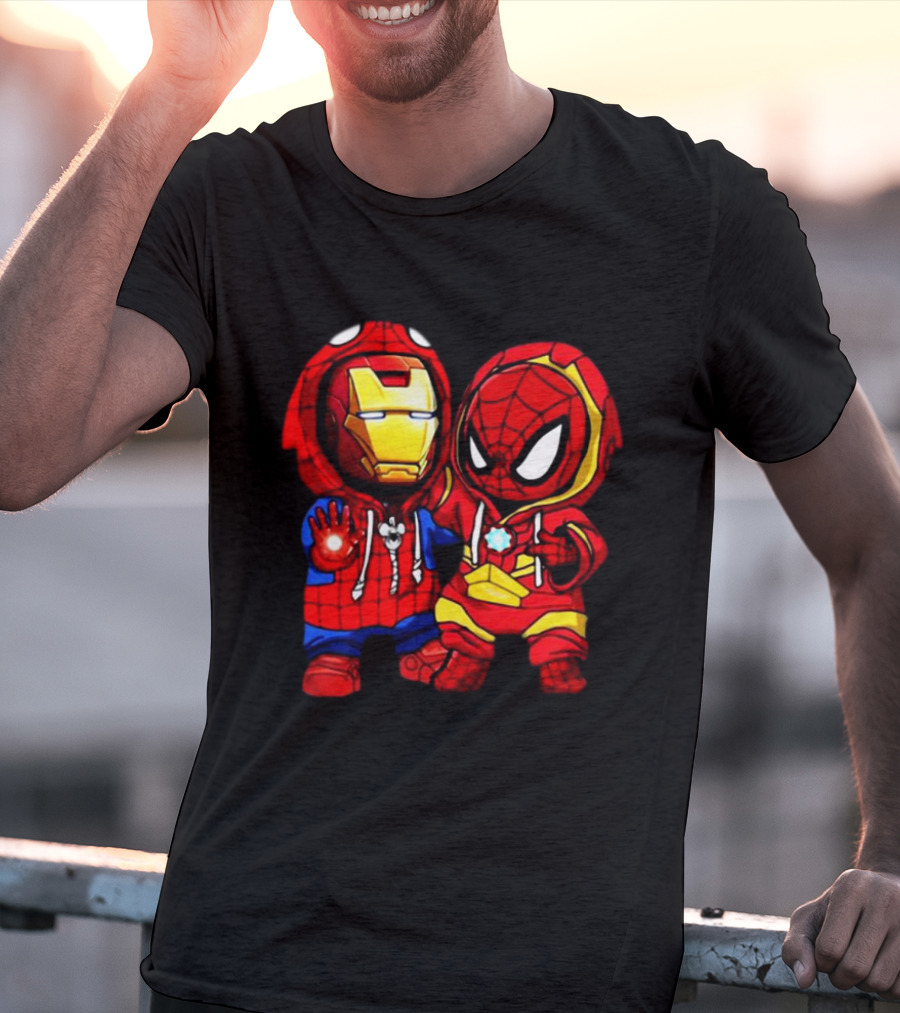 Baby Iron Man And Baby Spiderman Heroes Duo T-Shirt