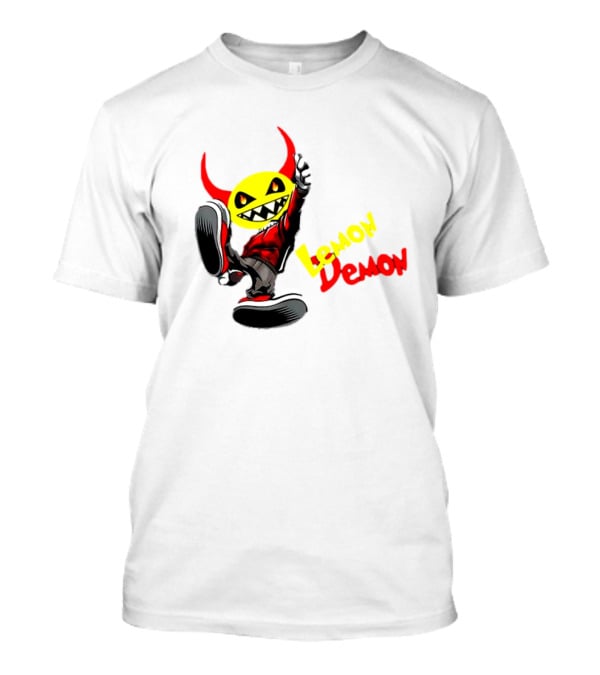 Lemon Demon Hip Hop Character In Sneakers With Red Devil Horns T-Shirt