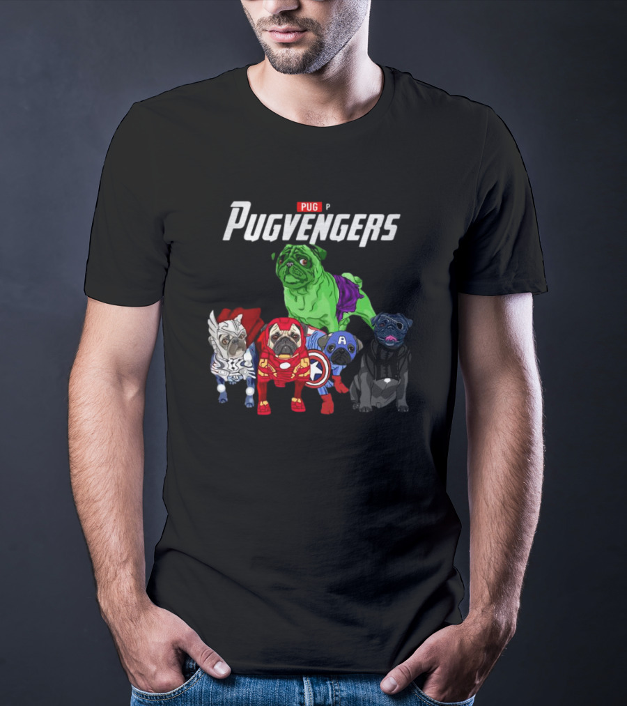 Marvel Avengers Pug Pugvengers Hulk Captain America Iron Man Thor Black Panther T-Shirt