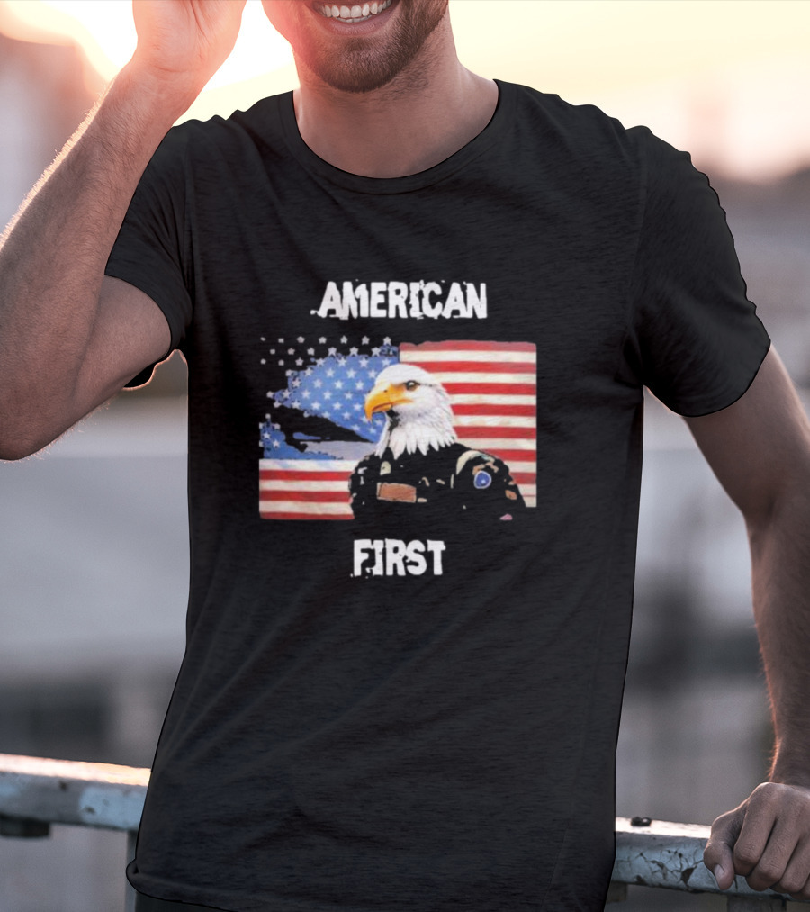 American Eagle Soldier American First US Flag Patriotic T-Shirt