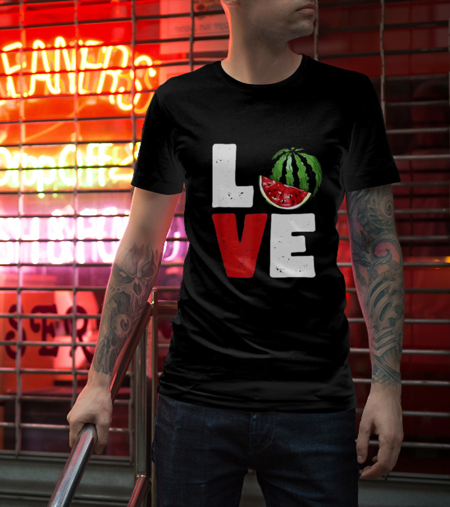 LOVE Watermelon Slice Typography T-Shirt