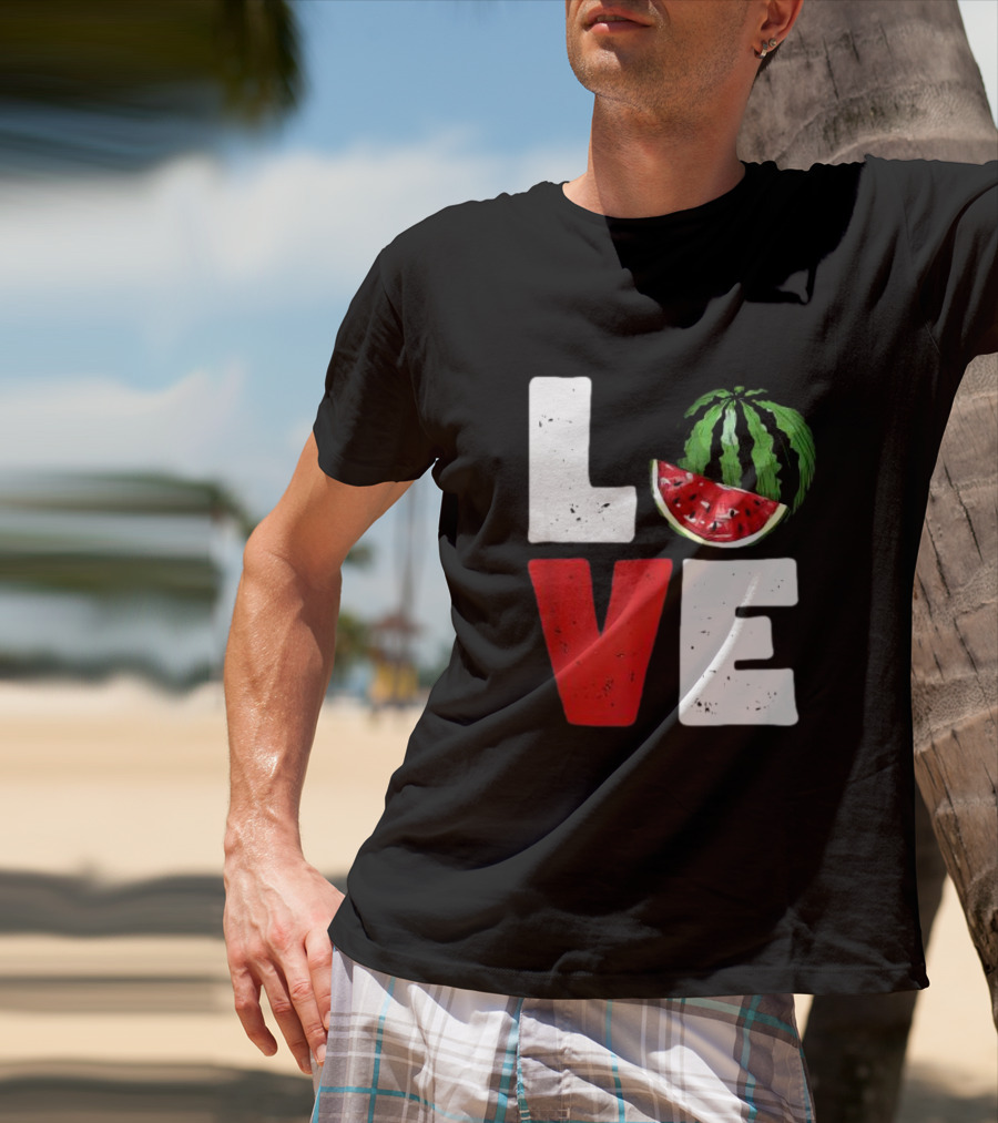 LOVE Watermelon Slice Typography T-Shirt