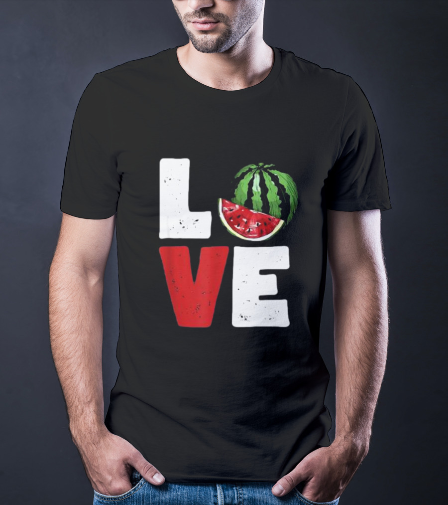 LOVE Watermelon Slice Typography T-Shirt