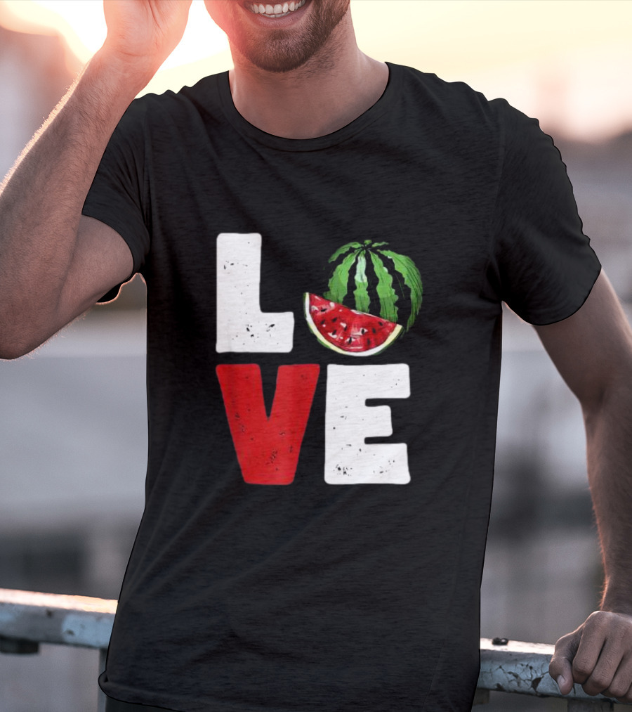 LOVE Watermelon Slice Typography T-Shirt