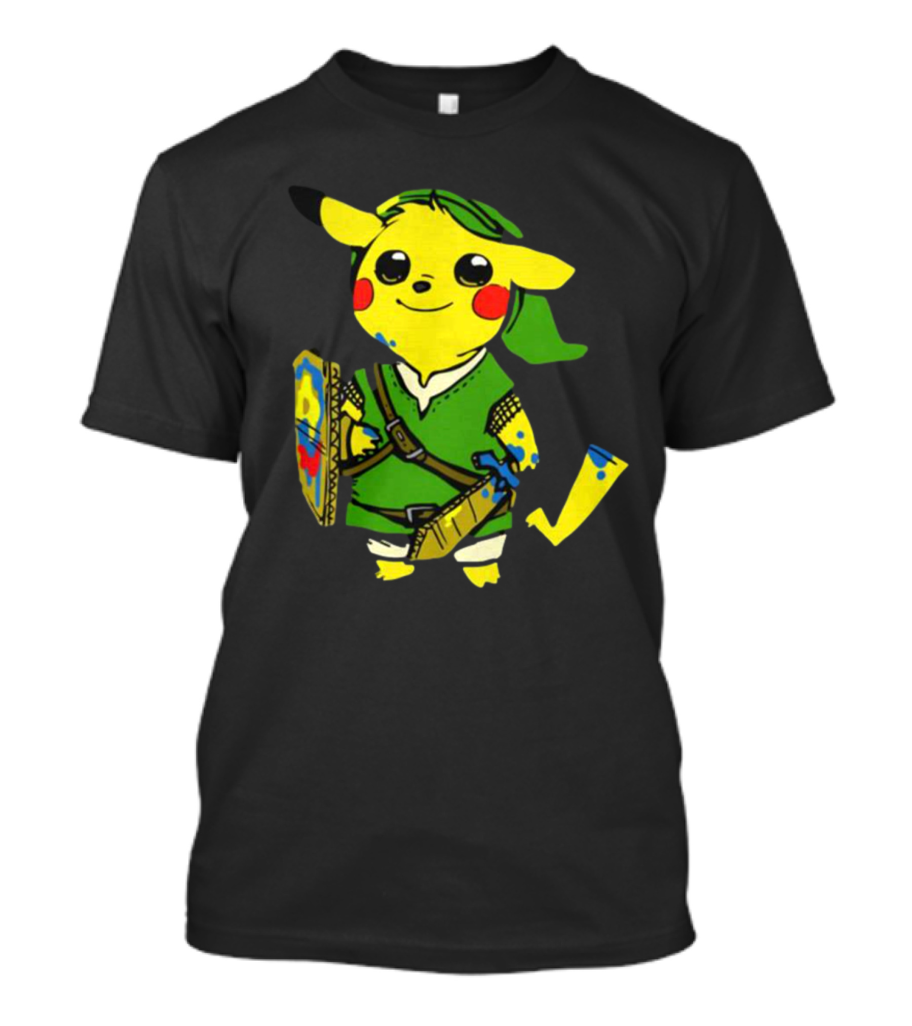 Pikachu In Link's Costume With Hylian Shield From The Legend Of Zelda T-Shirt